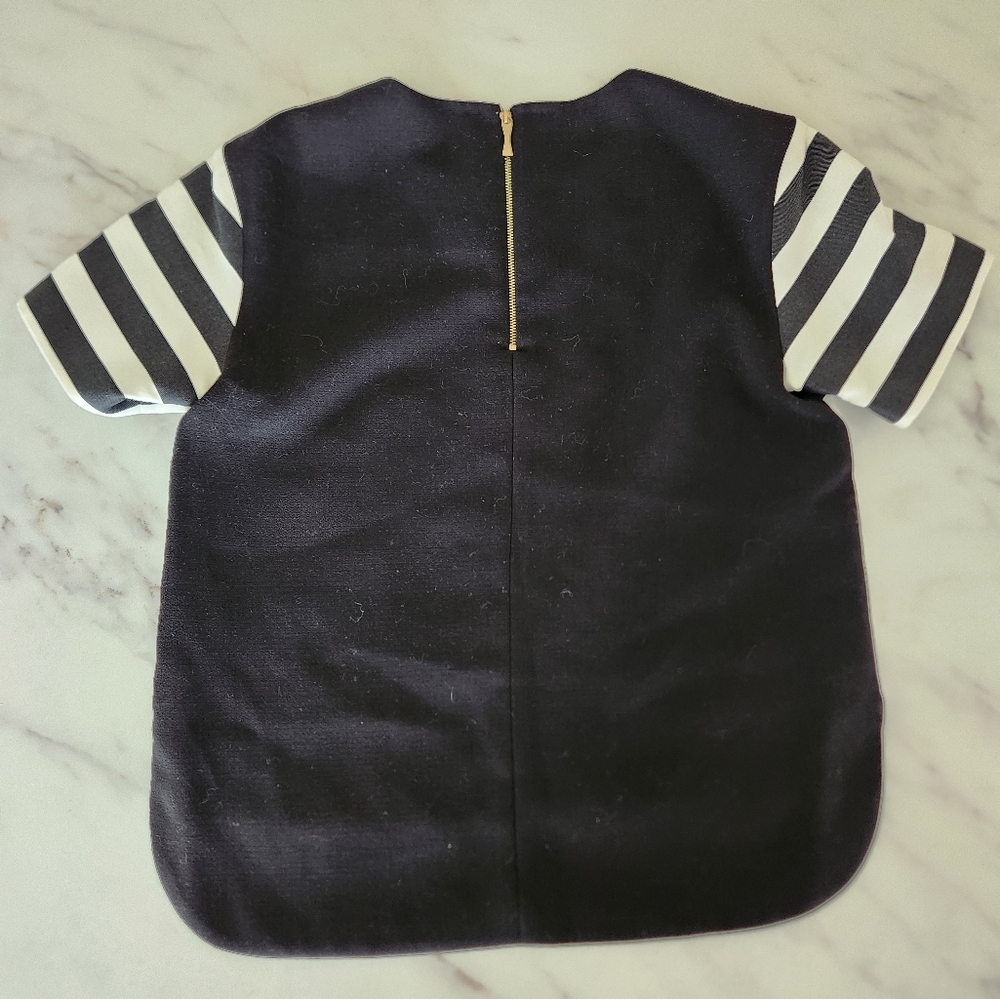 Kate Spade Live Colorfully striped top blouse‎ gold zipper back short sleeve - Picture 8 of 8